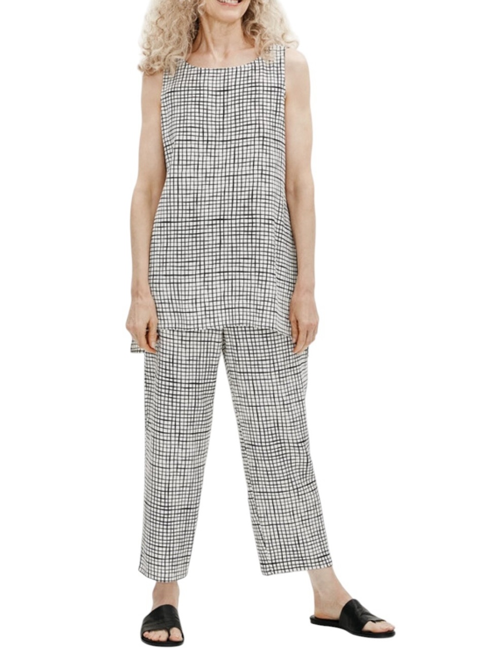 Eileen Fisher textured crepe sleeveless long top XS like new condition - Picture 2 of 12
